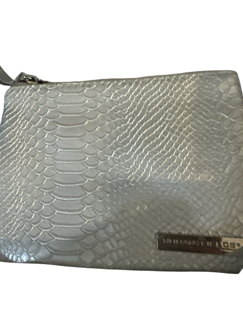 NWOT Rodan + Fields Metallic Silver Snake-Embossed Cosmetic Pouch
